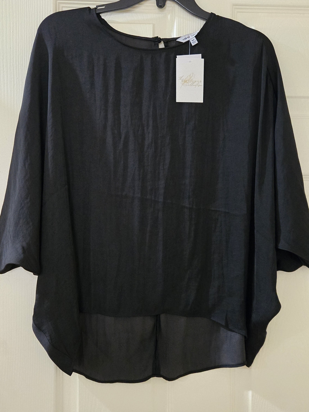 Naked Zebra Black Semi-Sheer Round Neck Blouse